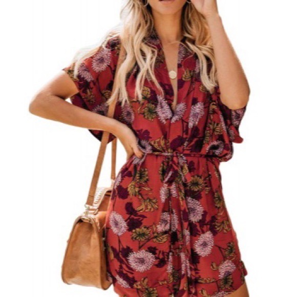 red floral kimono dress